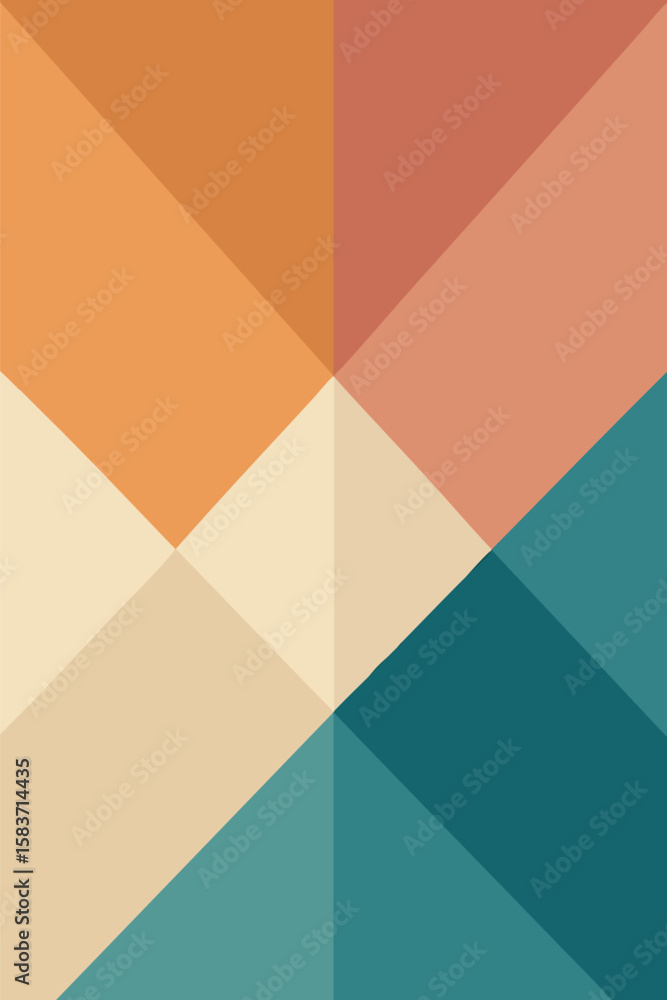 Poster flat vector minimalist geometric composition with two-tone triangles and clean angles