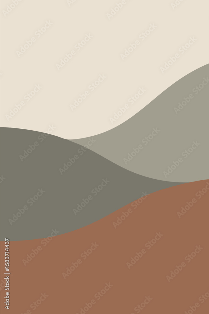 Aufkleber flat vector minimalist layout of 3 layered shapes with clean lines and muted tones