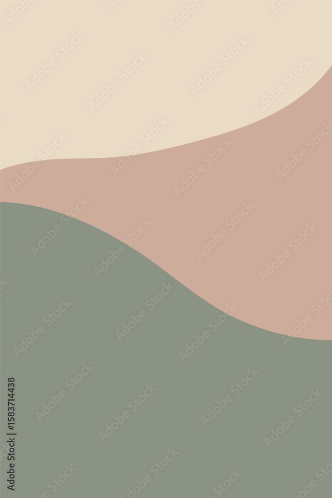 Aufkleber flat vector minimalist layout of 3 layered shapes with clean lines and muted tones