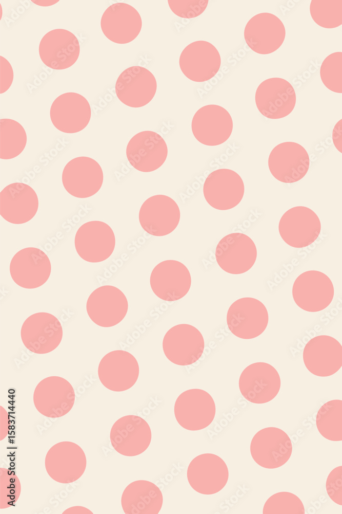 Poster flat vector minimalist pattern of soft pink circles aligned diagonally on pale base