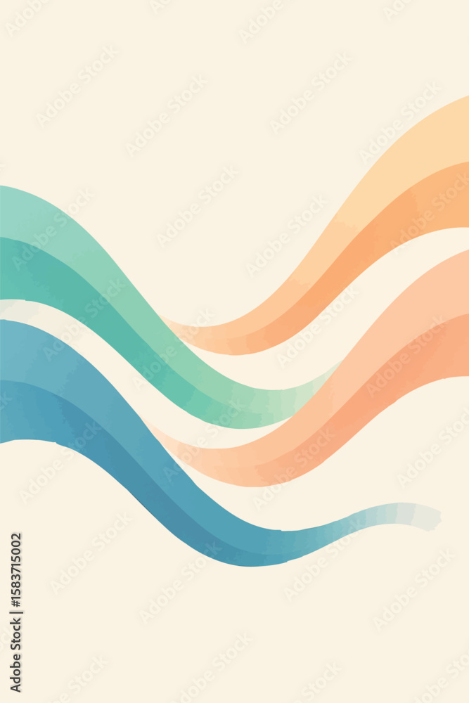 Aufkleber flat vector soft dynamic curves on clean background, flow design