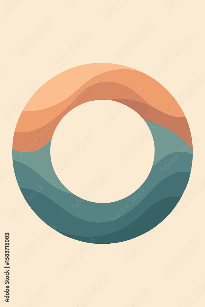 Aufkleber flat vector soft waves forming circle in center with open space, comforting tones