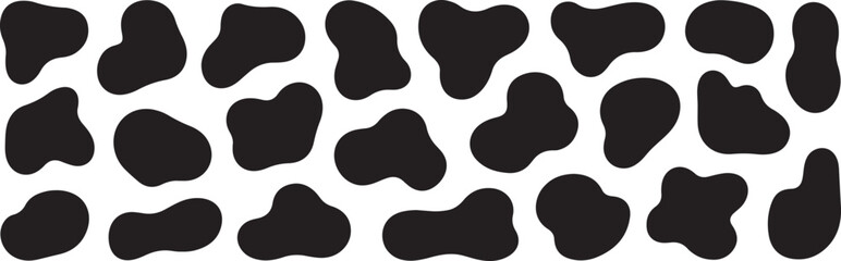 Abstract black cow spots pattern isolated on a white background for design elements