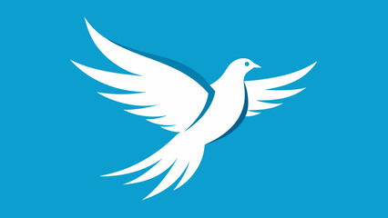 Obraz premium Abstract White Dove Silhouette Vector Drawing on Blue Background