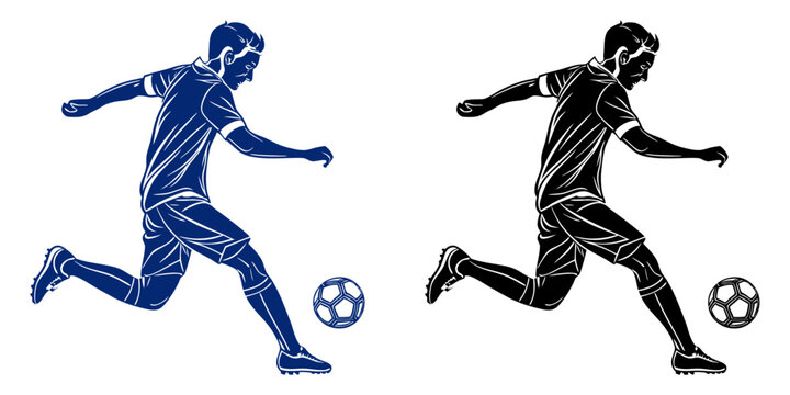Black silhouette vector of a male football player