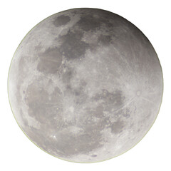 A bright, full moon with visible craters shines in the dark night sky, resembling a round metal plate orbiting in space
