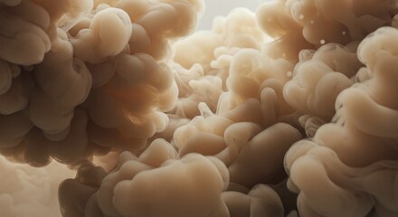 Abstract Cream Smoke Cloud Formation with Soft Lighting in Artistic Style