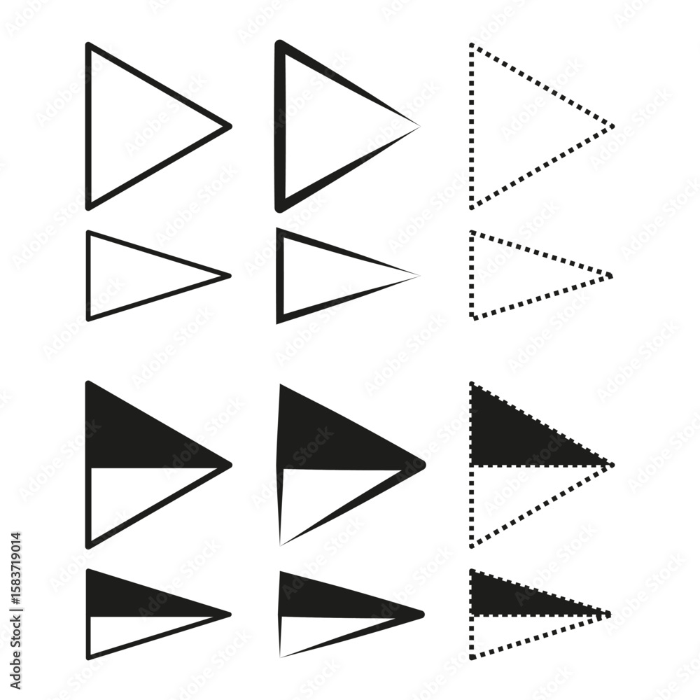 Poster triangle outline shapes. geometric element set. pointed form collection. vector graphic symbols.