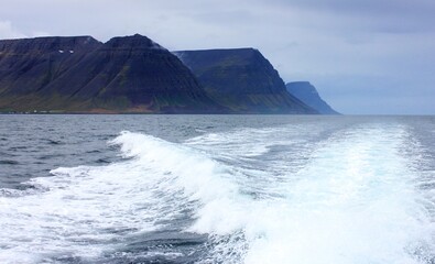 wave breaking on the sea in iceland