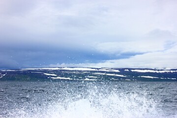 sea and clouds, waves in iceland