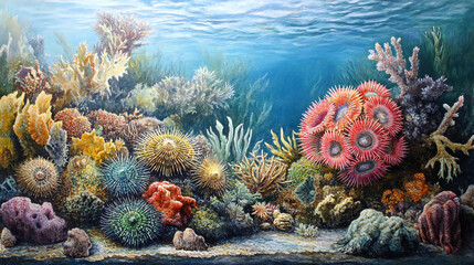 Vibrant Coral Reef Ecosystem Underwater Marine Life Scene