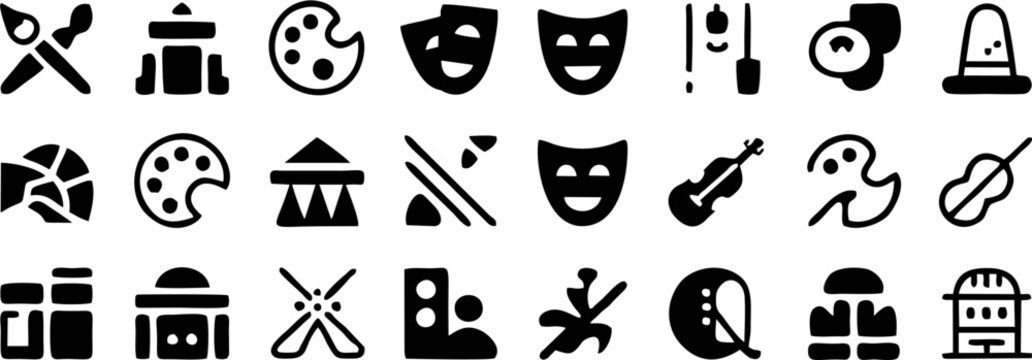 Vibrant Event Vector Icon Set including calendar, microphone, stage, tickets, crowd, party, decorations, and camera—ideal for planning, invites, and promotions.

