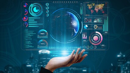 High-tech global network connection interface showing worldwide digital communication, data exchange, and internet connectivity. Global connection, data interaction, and worldwide communication. Thunk