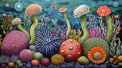 Vibrant Underwater Fantasy World with Colorful Sea Life and Flora