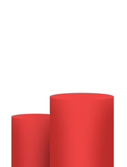 Minimalist 3D red cylinder podium with black background for product display