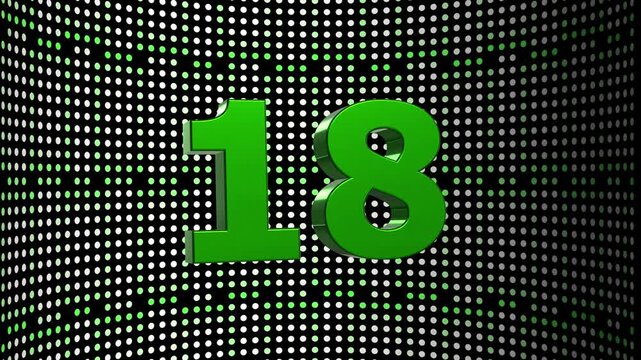 Dynamic Green 3 D Number 81 Against Abstract Dot Matrix Background Digital Countdown Concept