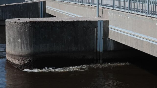 Alvkarleby, Sweden Water flowing in the Dala River at the Alvkarleby dam and hydroelectric plant. 