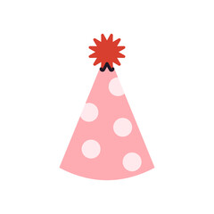 Party hat vector illustration in flat doodle style. Colorful cone cap for funny birthday events holiday greeting or children celebration design.