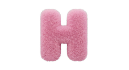 Pink, fluffy letter H isolated on white background. The soft texture is prominent.
