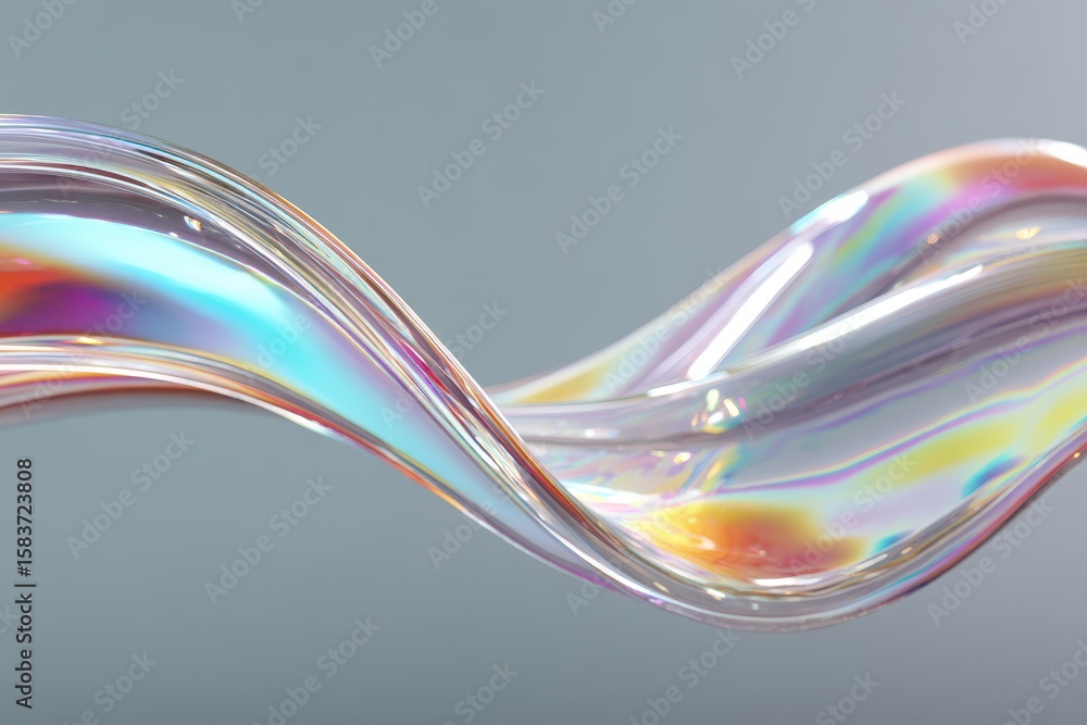 Aufkleber translucent liquid glass flowing gracefully in abstract patterns with vibrant colors reflecting in a
