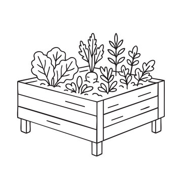 raised garden bed with vegetables clip art preview
