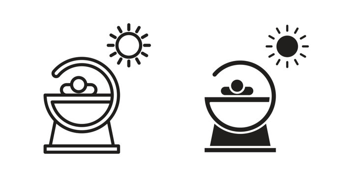 Solarium icons designed in filled, outline, line and stroke style