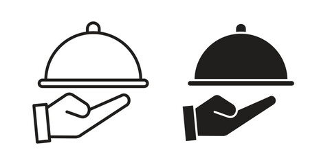 Fototapeta premium Restaurant Tray icons designed in filled, outline, line and stroke style