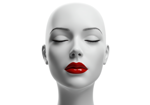 Isolated Woman Mannequin Head with Red Lipstick