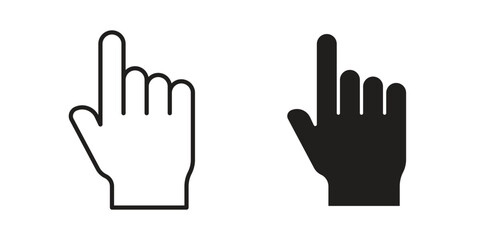 Obraz premium Pointing hand icons designed in filled, outline, line and stroke style