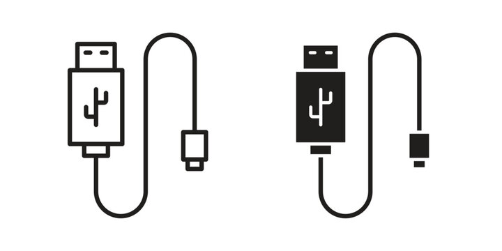 Phone cable icons designed in filled, outline, line and stroke style