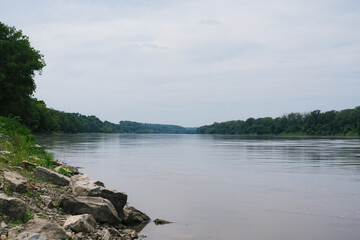 The Missouri River on a cloudy day.