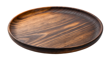 wooden plate with rustic charm, featuring a dark burnt finish and natural wood grain texture. isolated on white background 85438962 1