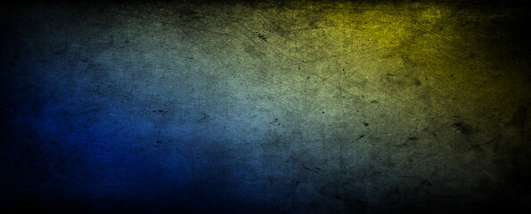 Fog, mist, and clouds with a yellow to blue gradient.  Image has a textured paper overlay and grain pattern Grunge wall blue yellow.