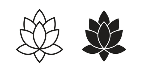 Fototapeta premium Lotus flower icons designed in filled, outline, line and stroke style