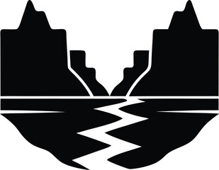 Canyon Silhouette Vector Art Illustration