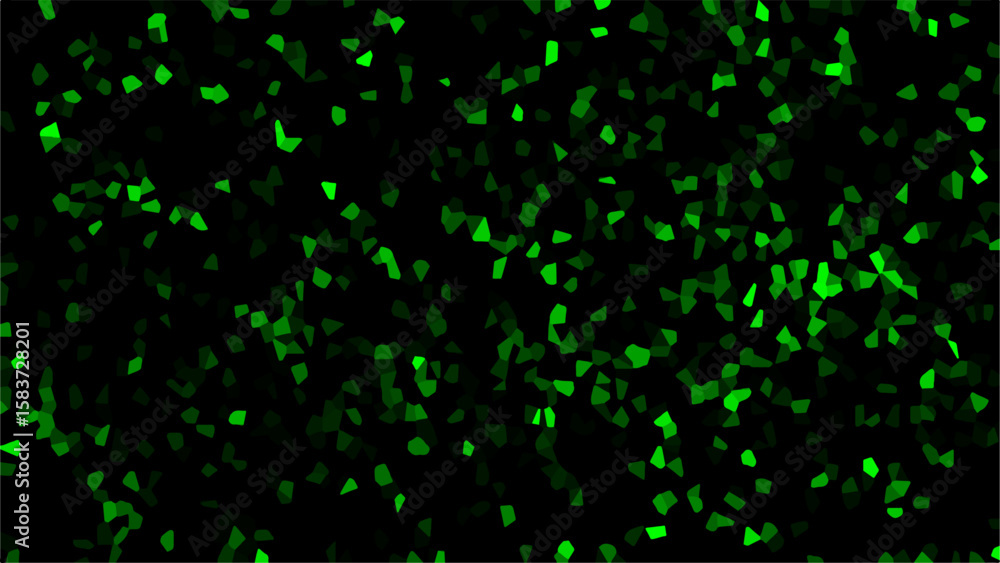Aufkleber abstract digital texture with scattered glowing green particles in a black background. irregular and