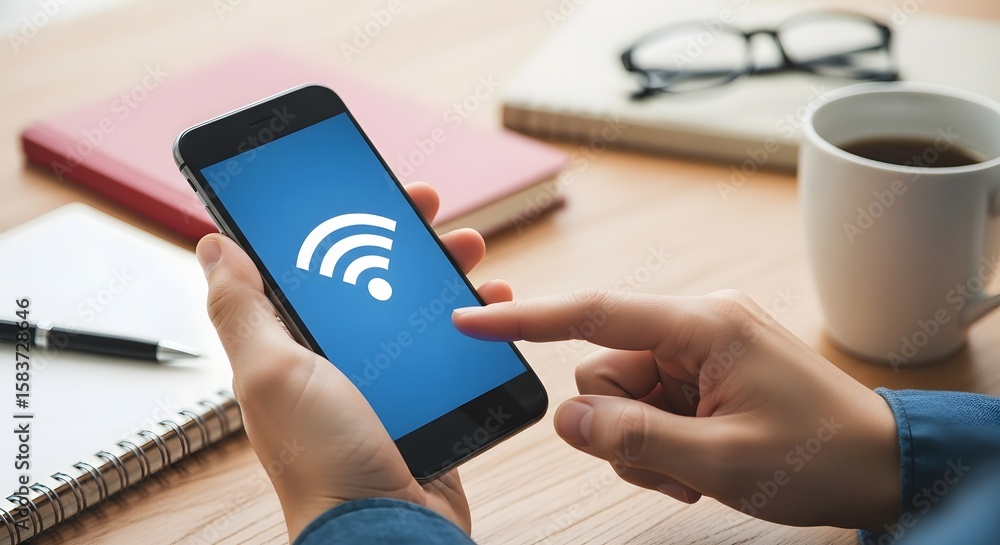 Poster mobile phone wifi connection internet network wireless technology smartphone communication device