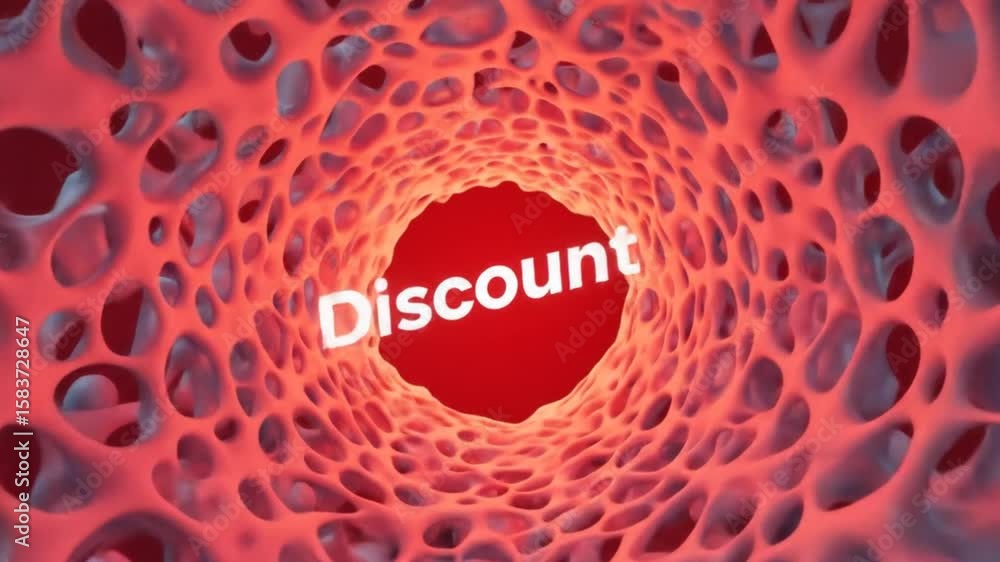 Poster abstract structure forming around discount text on red background
