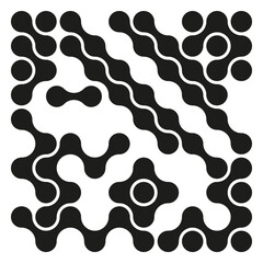 Wavy abstract pattern. Organic flow Vector. Connected shape design. Dynamic black white illustration.