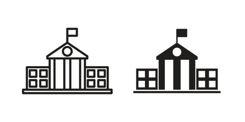 City hall icons designed in filled, outline, line and stroke style