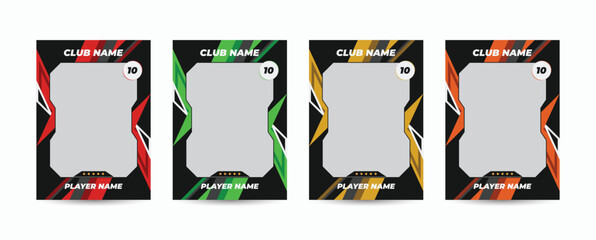 Set of player trading card templates, Photo frame, and border collection for soccer, hockey, volleyball, and basketball players. Sport flyer layout design template (EPS 10)	