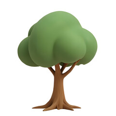 Stylized 3d cartoon tree with a rounded green canopy and brown trunk