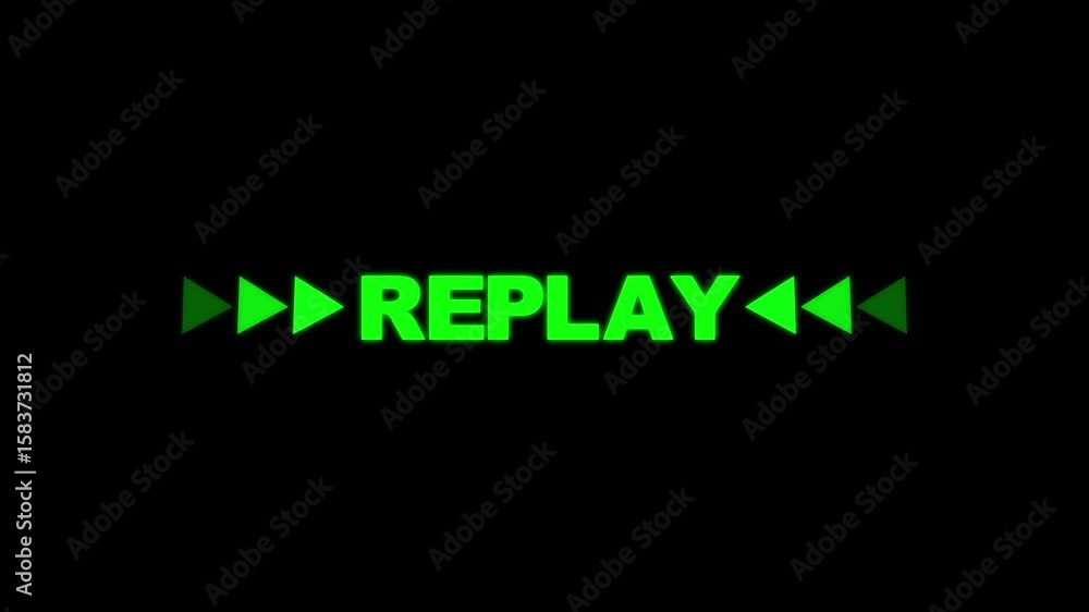 Poster modern replay text animation on transparent background 4k video.