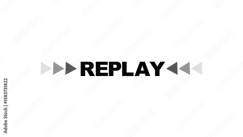 Poster red replay icon animation with text style isolated on black background.replay icon symbol for video 