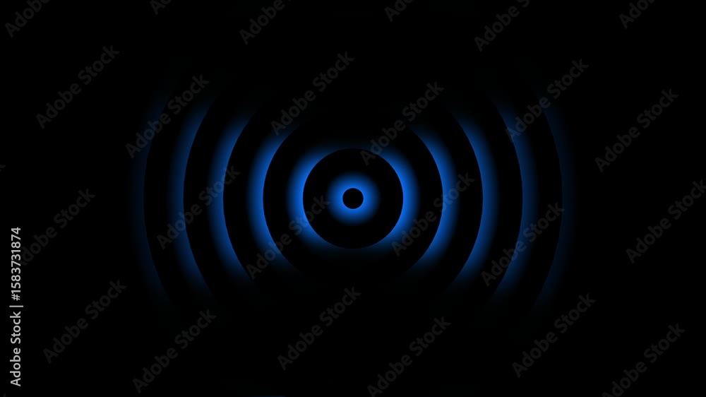 Poster radio wave station signal isolated on black background.radio waves animation of radio waves spreadin