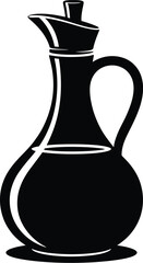 Elegant black silhouette of a glass cruet with a handle and stopper