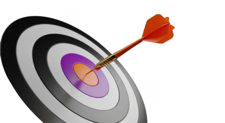 An arrow hits the center of a target, symbolizing success and precision.