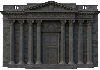 Obraz premium Isolated Imposing Stone Building Facade with Columns