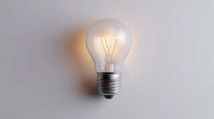 Light bulb illuminating a wall in a modern, minimalist interior setting during daytime showcasing simple design and functionality