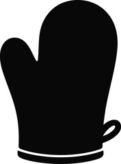Simple black silhouette of a cooking oven mitt